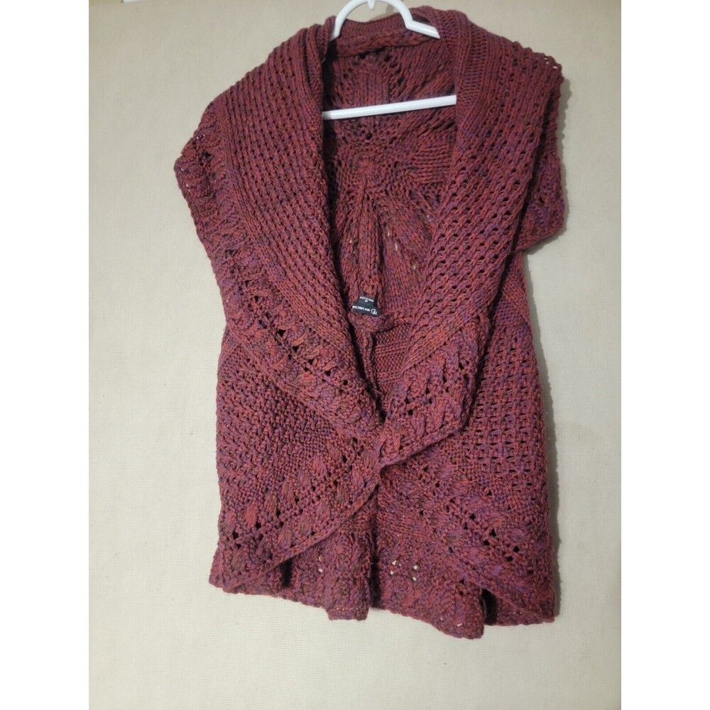 New Directions Crochet Knit Cardigan Women's Medium Maroon Shades Winterwear
